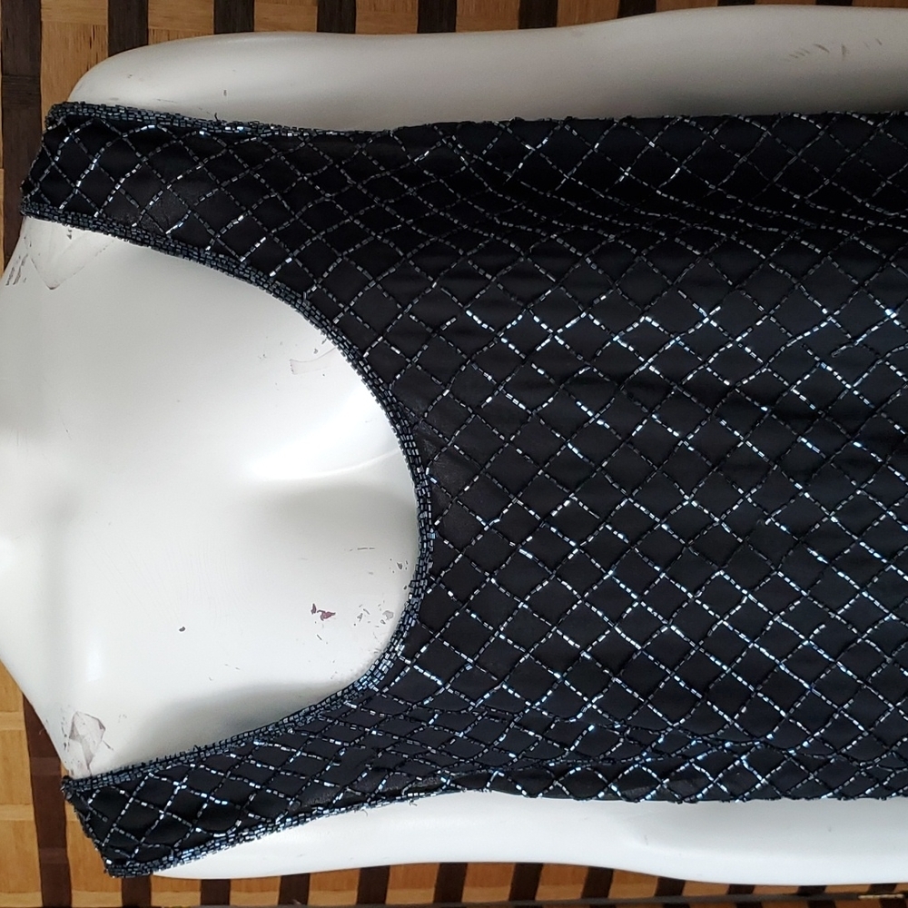 August Max chiffon beaded tank top